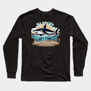 Great White Shark - WILD NATURE - GREAT WHITE SHARK -1 Long Sleeve T-Shirt